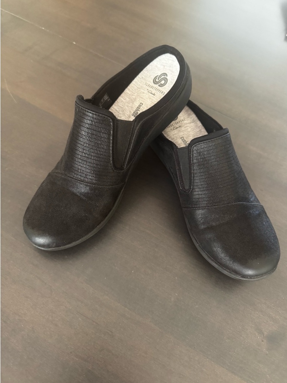 Clarks Cloudstepper Sillian Free Slip on Shoe Mule in Black size 9.5 W Wide